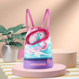 Maxbell Kids Drawstring Backpack Swimming Bag Cute Seaside Waterproof Drawstring Bag Pink Purple Unicorn