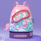 Maxbell Kids Drawstring Backpack Swimming Bag Cute Seaside Waterproof Drawstring Bag Pink Purple Unicorn