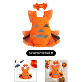 Maxbell Girl Halloween Costume with Tie Pumpkin Bodysuit for Kids Party Favors Girls Height 60cm