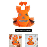 Maxbell Girl Halloween Costume with Tie Pumpkin Bodysuit for Kids Party Favors Girls Height 60cm