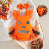 Maxbell Girl Halloween Costume with Tie Pumpkin Bodysuit for Kids Party Favors Girls Height 60cm