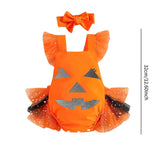 Maxbell Girl Halloween Costume with Tie Pumpkin Bodysuit for Kids Party Favors Girls Height 60cm