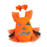 Maxbell Girl Halloween Costume with Tie Pumpkin Bodysuit for Kids Party Favors Girls Height 60cm
