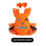 Maxbell Girl Halloween Costume with Tie Pumpkin Bodysuit for Kids Party Favors Girls Height 60cm