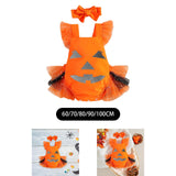 Maxbell Girl Halloween Costume with Tie Pumpkin Bodysuit for Kids Party Favors Girls Height 60cm