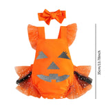 Maxbell Girl Halloween Costume with Tie Pumpkin Bodysuit for Kids Party Favors Girls Height 70cm