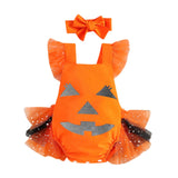 Maxbell Girl Halloween Costume with Tie Pumpkin Bodysuit for Kids Party Favors Girls Height 70cm