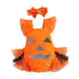 Maxbell Girl Halloween Costume with Tie Pumpkin Bodysuit for Kids Party Favors Girls Height 70cm