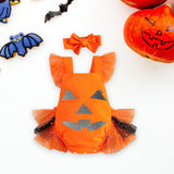 Maxbell Girl Halloween Costume with Tie Pumpkin Bodysuit for Kids Party Favors Girls Height 80cm