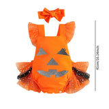 Maxbell Girl Halloween Costume with Tie Pumpkin Bodysuit for Kids Party Favors Girls Height 90cm