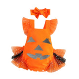 Maxbell Girl Halloween Costume with Tie Pumpkin Bodysuit for Kids Party Favors Girls Height 90cm