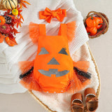 Maxbell Girl Halloween Costume with Tie Pumpkin Bodysuit for Kids Party Favors Girls Height 90cm