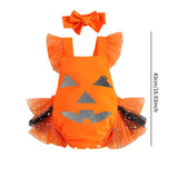 Maxbell Girl Halloween Costume with Tie Pumpkin Bodysuit for Kids Party Favors Girls Height 100cm