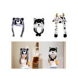 Maxbell Plush Hat Cozy Cute Ski Cap for Kids Birthday Gift Warm Animal Character Hat Gray Raccoon