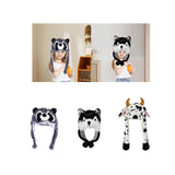 Maxbell Plush Hat Cozy Cute Ski Cap for Kids Birthday Gift Warm Animal Character Hat Gray Raccoon