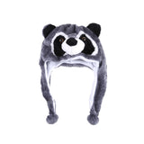 Maxbell Plush Hat Cozy Cute Ski Cap for Kids Birthday Gift Warm Animal Character Hat Gray Raccoon