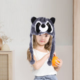 Maxbell Plush Hat Cozy Cute Ski Cap for Kids Birthday Gift Warm Animal Character Hat Gray Raccoon