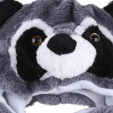 Maxbell Plush Hat Cozy Cute Ski Cap for Kids Birthday Gift Warm Animal Character Hat Gray Raccoon