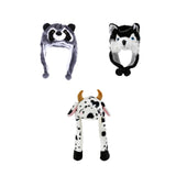 Maxbell Plush Hat Cozy Cute Ski Cap for Kids Birthday Gift Warm Animal Character Hat Gray Raccoon