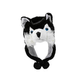Maxbell Plush Hat Cozy Cute Ski Cap for Kids Birthday Gift Warm Animal Character Hat Black Wolf