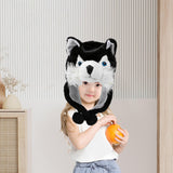 Maxbell Plush Hat Cozy Cute Ski Cap for Kids Birthday Gift Warm Animal Character Hat Black Wolf