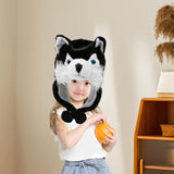Maxbell Plush Hat Cozy Cute Ski Cap for Kids Birthday Gift Warm Animal Character Hat Black Wolf
