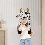 Maxbell Plush Hat Cozy Cute Ski Cap for Kids Birthday Gift Warm Animal Character Hat Dairy Cattle