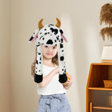 Maxbell Plush Hat Cozy Cute Ski Cap for Kids Birthday Gift Warm Animal Character Hat Dairy Cattle