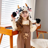Maxbell Plush Hat Cozy Cute Ski Cap for Kids Birthday Gift Warm Animal Character Hat Dairy Cattle