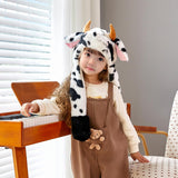 Maxbell Plush Hat Cozy Cute Ski Cap for Kids Birthday Gift Warm Animal Character Hat Dairy Cattle