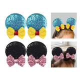 Maxbell 2 Pairs Mouse Ears Hair Clips Cute for Decoration Halloween Princess Cosplay Black Blue