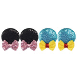 Maxbell 2 Pairs Mouse Ears Hair Clips Cute for Decoration Halloween Princess Cosplay Black Blue
