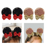 Maxbell 2 Pairs Mouse Ears Hair Clips Cute for Decoration Halloween Princess Cosplay Black Champagne