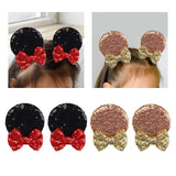 Maxbell 2 Pairs Mouse Ears Hair Clips Cute for Decoration Halloween Princess Cosplay Black Champagne