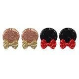 Maxbell 2 Pairs Mouse Ears Hair Clips Cute for Decoration Halloween Princess Cosplay Black Champagne