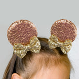 Maxbell 2 Pairs Mouse Ears Hair Clips Cute for Decoration Halloween Princess Cosplay Black Champagne