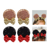 Maxbell 2 Pairs Mouse Ears Hair Clips Cute for Decoration Halloween Princess Cosplay Black Champagne