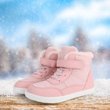 Maxbell Kids Snow Boots Slip Resistant Outdoor Fashion Thick Cold Weather Shoes Pink 33