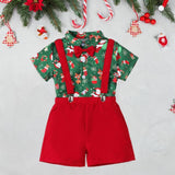 Maxbell Boys Suit Set with Bow Tie Shirt Christmas Outfits for Kids Children Cosplay Short Sleeve Clip S