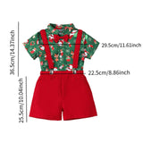 Maxbell Boys Suit Set with Bow Tie Shirt Christmas Outfits for Kids Children Cosplay Short Sleeve Clip S