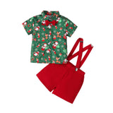 Maxbell Boys Suit Set with Bow Tie Shirt Christmas Outfits for Kids Children Cosplay Short Sleeve Clip S