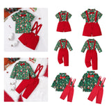 Maxbell Boys Suit Set with Bow Tie Shirt Christmas Outfits for Kids Children Cosplay Short Sleeve Clip S