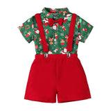 Maxbell Boys Suit Set with Bow Tie Shirt Christmas Outfits for Kids Children Cosplay Short Sleeve Clip M