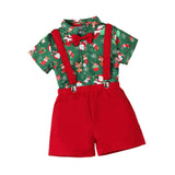 Maxbell Boys Suit Set with Bow Tie Shirt Christmas Outfits for Kids Children Cosplay Short Sleeve Clip M