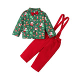 Maxbell Boys Suit Set with Bow Tie Shirt Christmas Outfits for Kids Children Cosplay Long Sleeve Button S