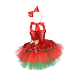 Maxbell Tutu Dress for Girls Lovely Dressing up Kids Cosplay Props Gift Sequin Tulle 120cm Red