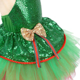 Maxbell Tutu Dress for Girls Lovely Dressing up Kids Cosplay Props Gift Sequin Tulle 140cm Green