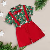 Maxbell Gentleman Outfits with Bow Tie Christmas Outfits for Kids Children Festivals Short Sleeve Clip
