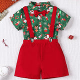 Maxbell Gentleman Outfits with Bow Tie Christmas Outfits for Kids Children Festivals Short Sleeve Clip