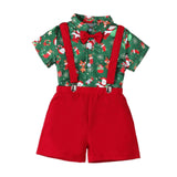 Maxbell Gentleman Outfits with Bow Tie Christmas Outfits for Kids Children Festivals Short Sleeve Clip
